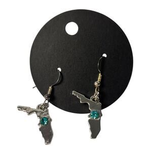 Handmade Womens Earrings Florida Dangle Silver Tone Sparkly Vacation